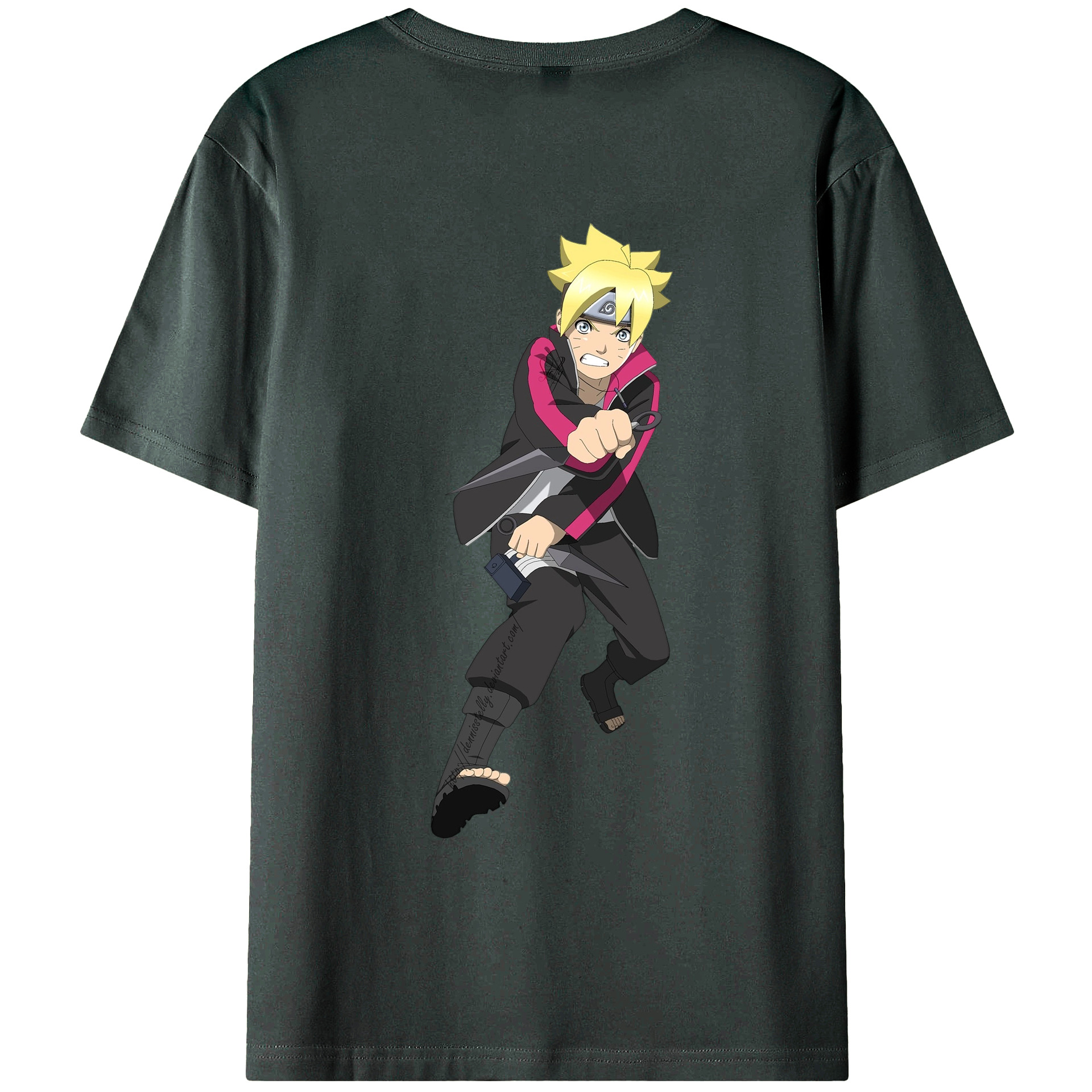 （画像用） NARUTO -ナルト- うずまき ボルト Uzumaki Boruto 綿100％ メンズ半袖Tシャツ（バックプリント） 通気性